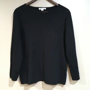 Pendleton Boatneck Sweater Womens L Black Classic Casual Minimalist Capsule Top